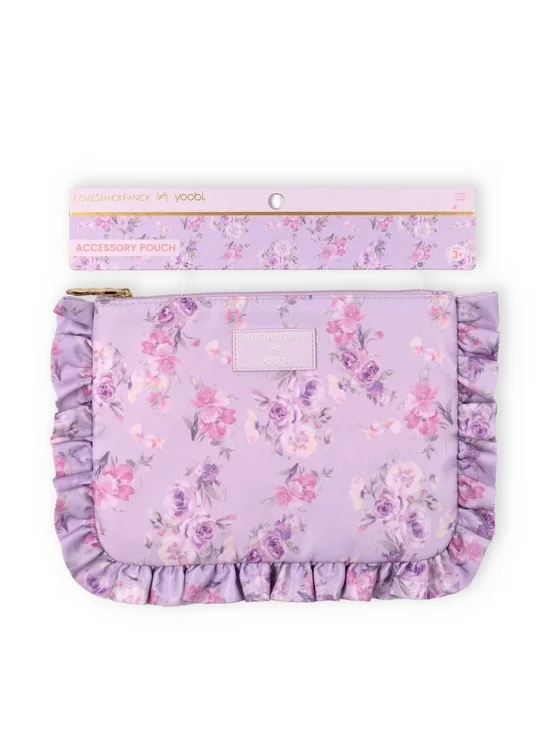 LoveShackFancy x yoobi Lavender Floral Ruffle Accessory Pouch