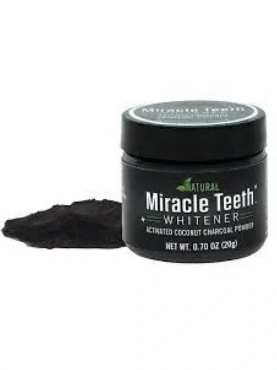 MIRACLE TEETH WHITENER ACTIVATED COCONUT CHARCOAL POWDER.