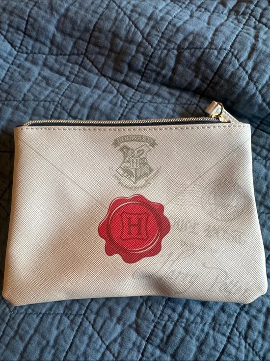 Harry Potter Beige Cosmetic Pouch with Red Seal Accent