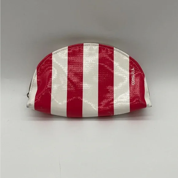 Consuela Red and White Striped Cosmetic Pouch
