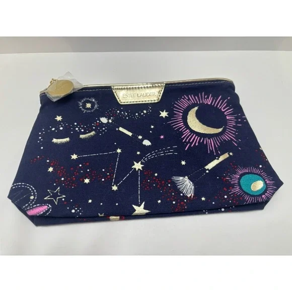 Estee Lauder Blue Gold STARS CONSTELLATION Cosmetics Makeup Bag NEW