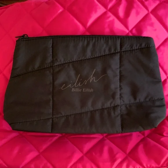 Billie Eilish Black Quilted Cosmetic Pouch