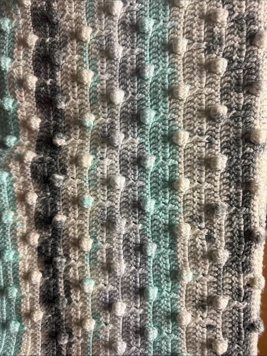 Unique crocheted Baby blanket with-Poms