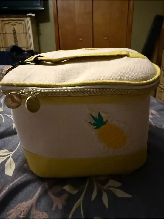 Canvas Pineapple Cosmetic Case - Yellow & Cream