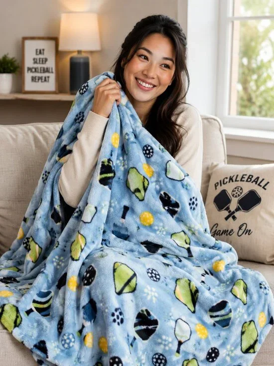 Pickleball Plush Throw Blanket 50