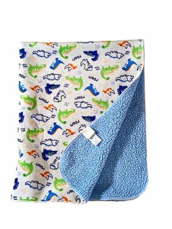 Kidgets Dinosaur Roar Blue Sherpa Lovey Security Blanket 30