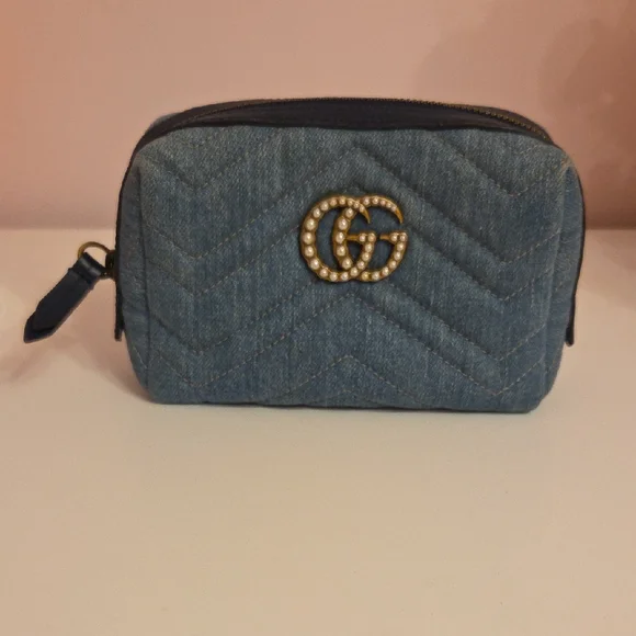 Gucci Denim & Pearl Cosmetic Case