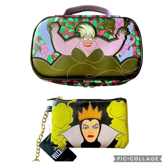 NWT-DISNEY-VILLIANS BUNDLE-MAKEUP BAG-EVIL QUEEN COIN BAG