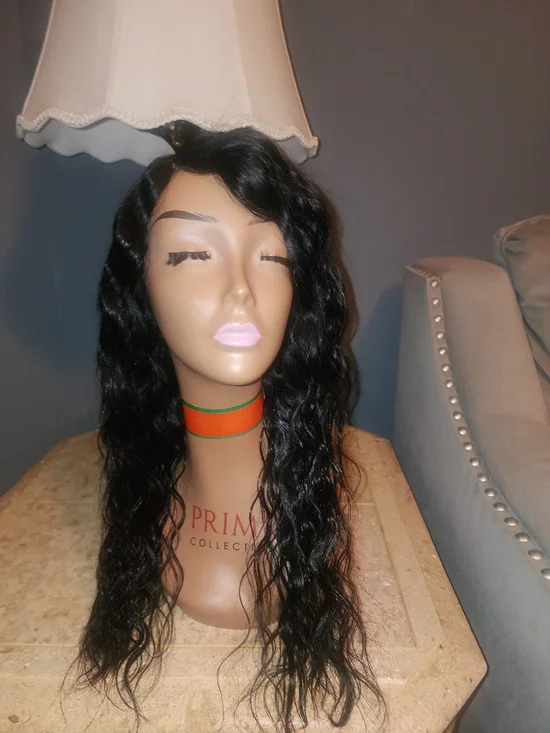 Pure Collection Long Wavy Black Wig with Natural Shine Human Hair 24