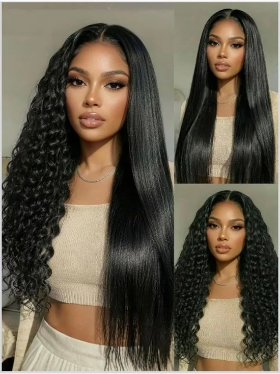 UNICE 2-in-1 Straight to Water Wave Human Hair Wig, 13x4 Lace Front Glueless Wig