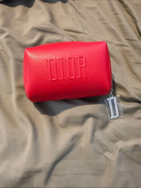 Dior Bright Red Embossed Leather Cosmetic Case