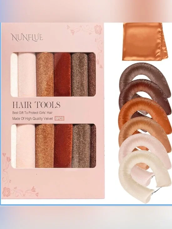 Nunflue Women’s Velvet Hair Donut Set - Assorted Neutral Colors