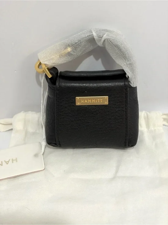 Hammitt Mini B Bag Charm/Pouch In Black Leather With Brushed Gold Hardware NWT!!