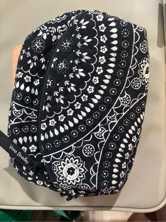 Vera Bradley Black & White Floral Paisley Cosmetic Pouch
