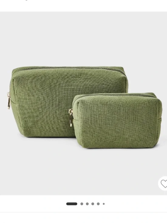 Universal Thread Green Linen Cosmetic Pouch Set