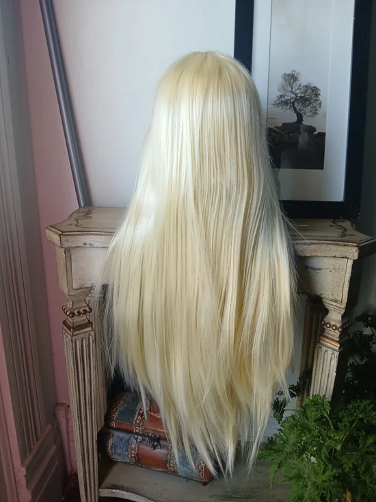 Blonde Long Straight Synthetic Wig - Classic Pale Blonde