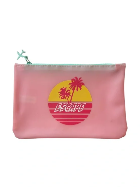 🤑 5/$25 ipsy Pink Tropical 'Escape' Cosmetic Pouch with Mint Zipper