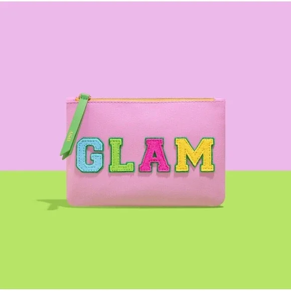 GLAM Vegan Leather Zip Makeup Bag Travel Pouch Wallet Clutch Organizer NEW Purse