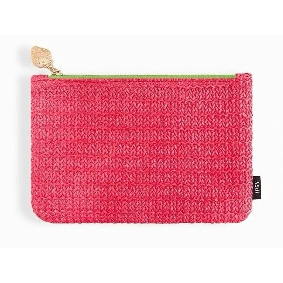 Straw Zip Makeup Bag Travel Pouch Wallet Pencil Case Clutch Organizer Strawberry