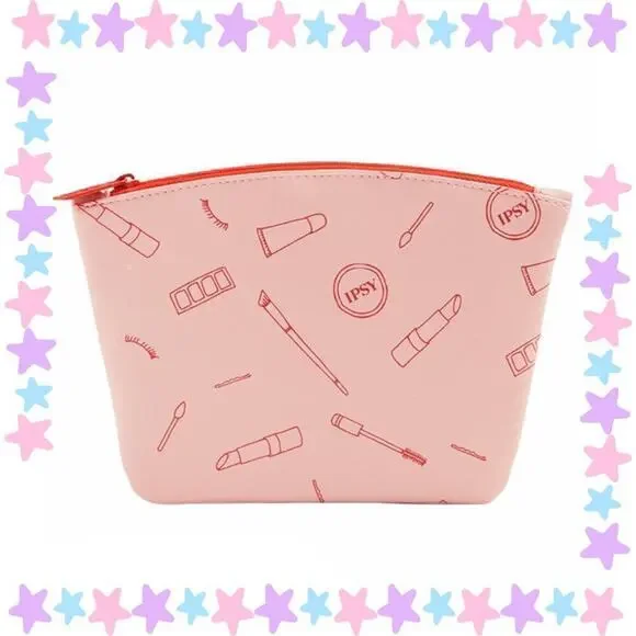 Pink Makeup Tool Print Ipsy Cosmetic Bag