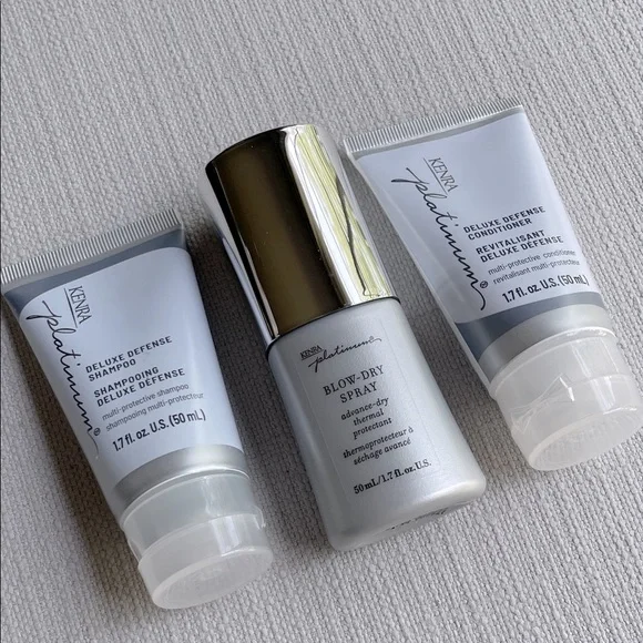 KENRA Platinum deluxe defense shampoo conditioner Blow-Dry Spray travel set