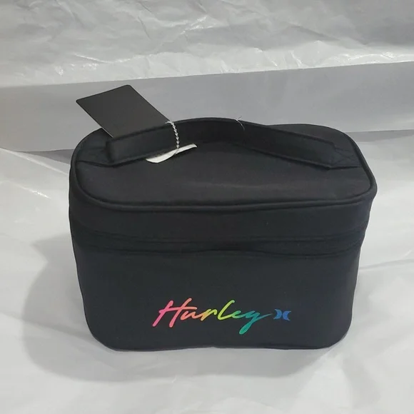 Hurley black‎ zip around makeup cosmetics beauty case new