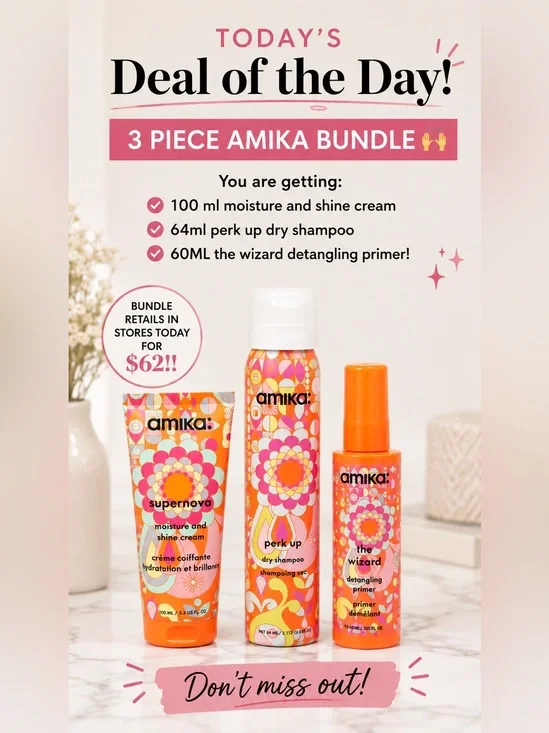 amika 3-Piece Hair Care Set BUNDLE! All brand new!