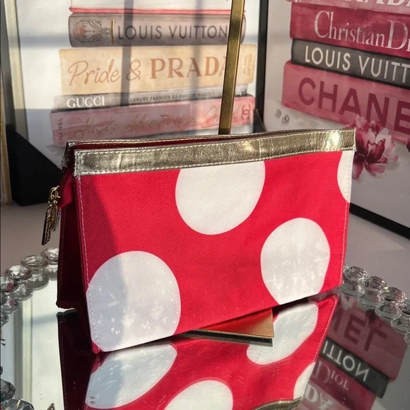 Elizabeth Arden Red and White Dotted clutch  or Cosmetic Case