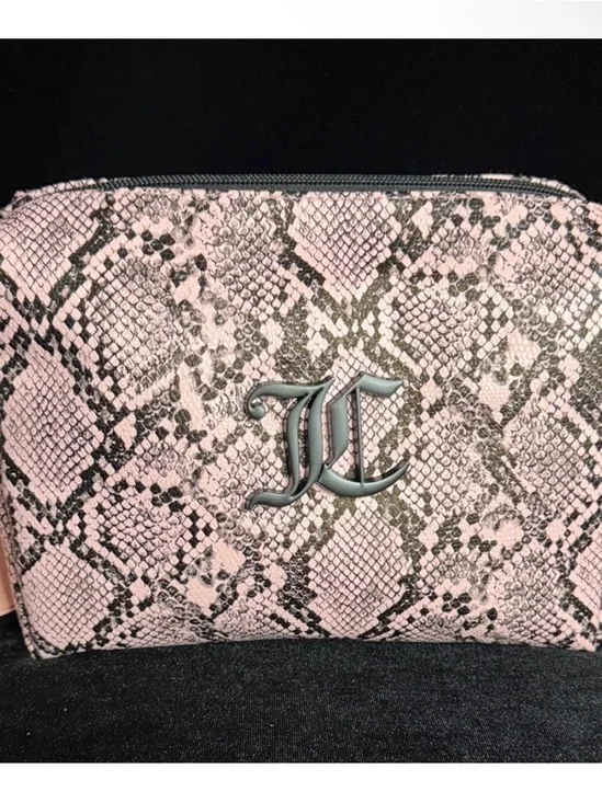 Juicy Coutour Pink Snake-Print Cosmetic Pouch