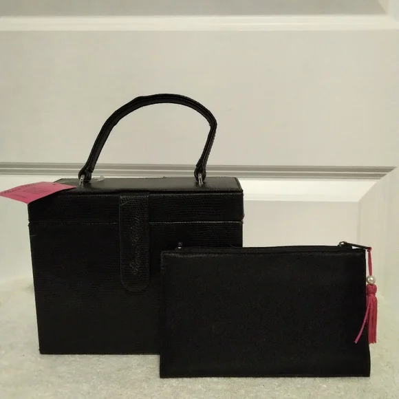 BRAND NEW Paris Hilton Black Top-Handle Bag With Zip Pouch