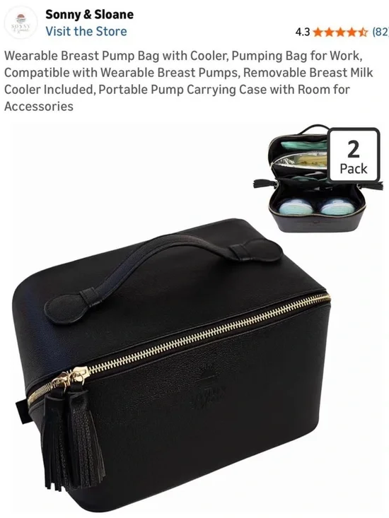 Black Wearable Breast Pump Cooler Bag