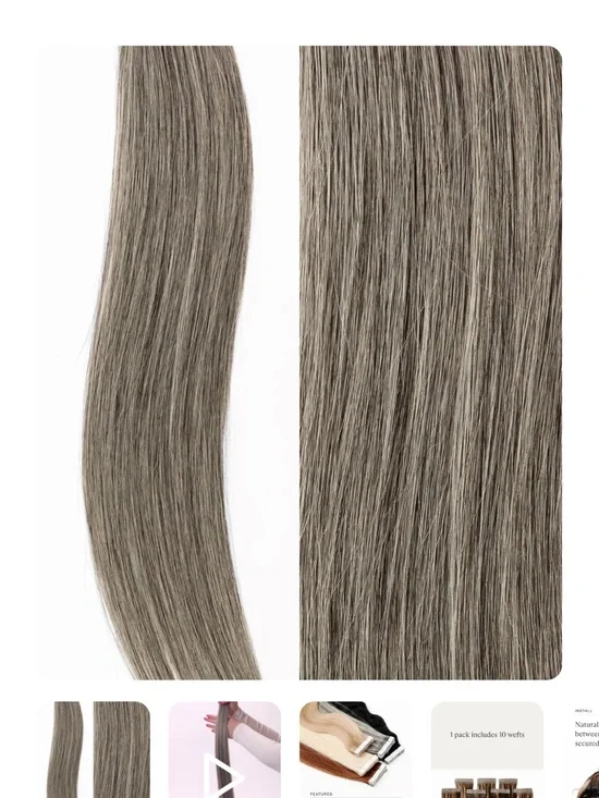 Donna Bella Medium Gray Hair Extensions