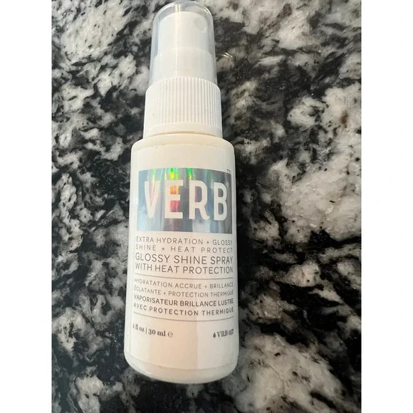 Verb Glossy Shine Spray with Heat Protection Extra Hydration Travel Size 1oz