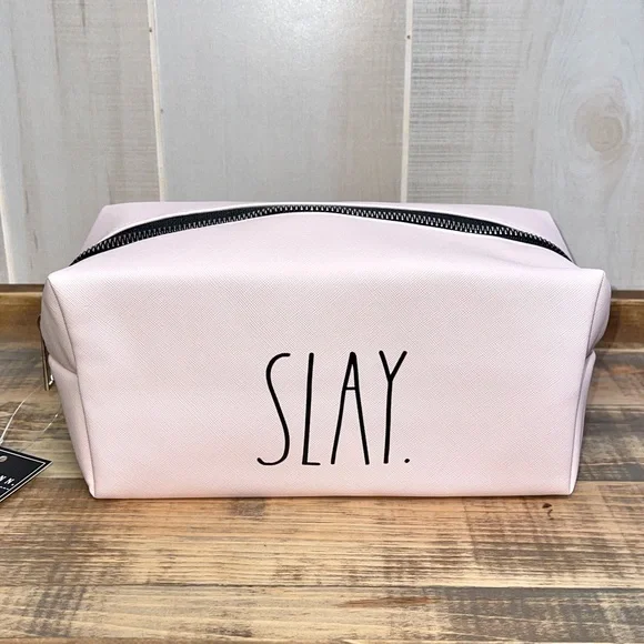 Rae Dunn Slay Pink Zip Up Makeup Bag
