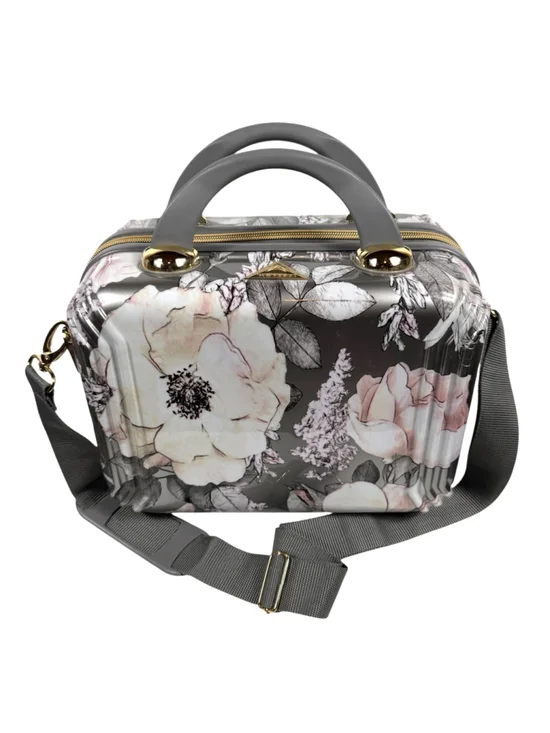 Triforce Elite Performance Avignon Hard Travel Makeup Case Zipper Gray Floral
