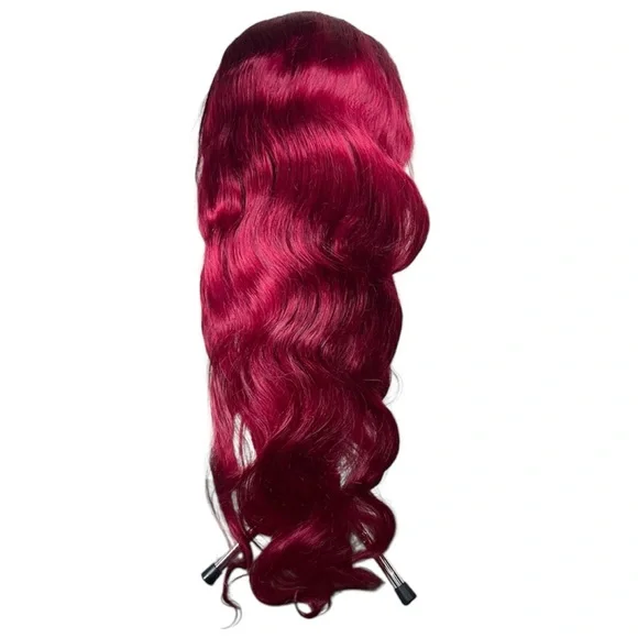 Burgundy Red 99J Human Hair Body Wave Lace Front 30 Inch Wig