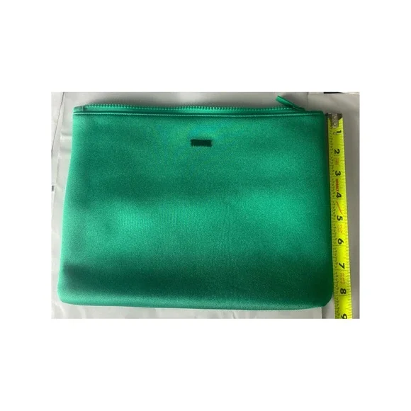 Green Neoprene Zipper Cosmetic‎ Pouch Travel Makeup Bag Clutch