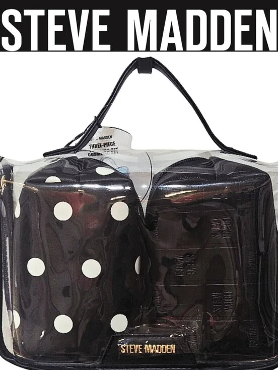 Steve Madden 3-PC Cosmo Set- Clear/Polka Dot