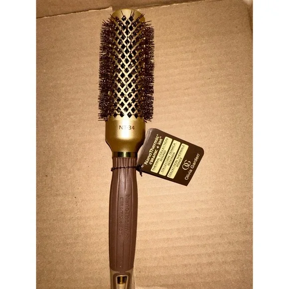 Olivia Garden NanoThermic‎ Ceramic Ion Thermal Round Brush NT-34 1 3/8 inch hair
