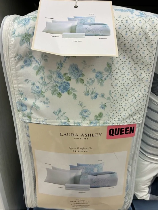 Gorgeous Laura Ashley Blue and White Floral Comforter Set (7 Piece Set)