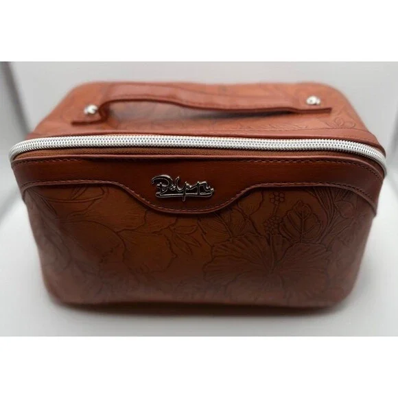 Boyatu Brown Floral Toiletry Cosmetic Case Travel Makeup Bag