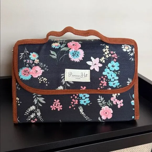 Primrose Hill London Floral Women's Cosmetic or Toiletry Bag - Black Floral