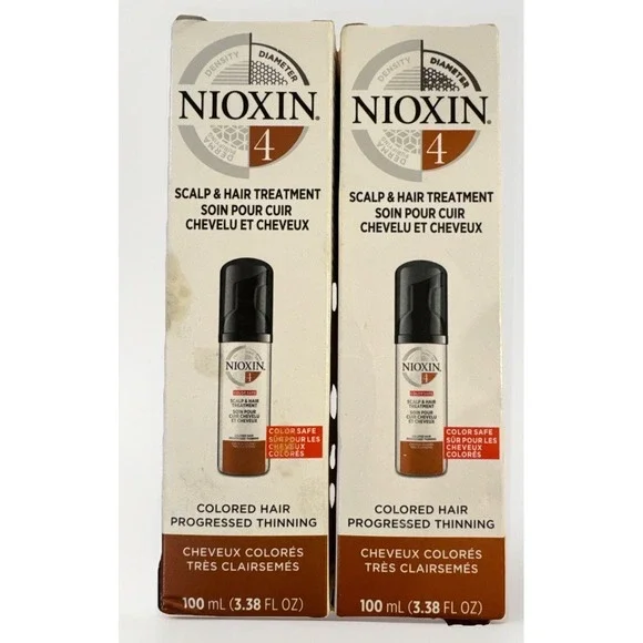 2X Nioxin System #4 Scalp Treatment Progressed Thinning Color Safe , 3.38 oz Ea.