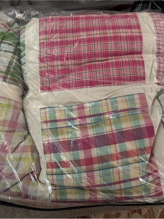 Nautica Pink Multicolor Plaid Patchwork Comforter