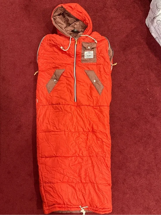 Poler Outdoors Camp Vibes Hoodie Sleeping Bag Napsack teal and orange gorpcore