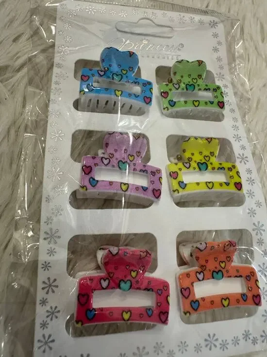 Assorted colors set of 6 small hair clips claws hair accessories