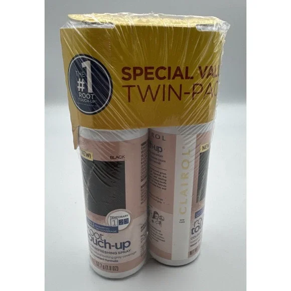 2PK Clairol Root‎ Touch Up Color Refreshing Spray BLACK 1.8 OZ EACH NEW