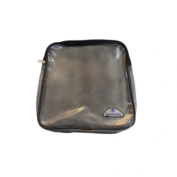 4/$40 Samsonite Metallic Gray Cosmetic Toiletries‎ Organizer Bag