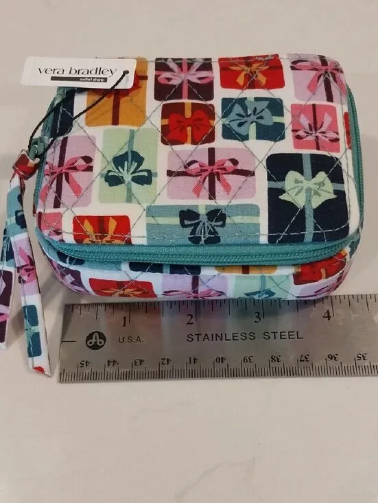 Vera Bradley Multi-Color Quilted Cosmetic Case with Turquoise Zipper