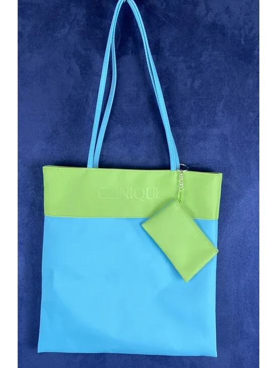 Clinique Travel Cosmetic Bag Blue/Green Color Block